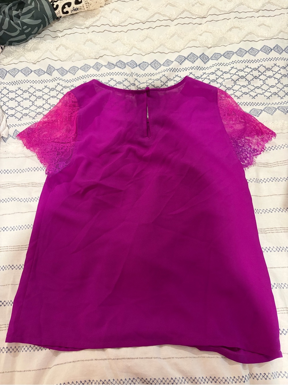 41 Hawthorn Magenta Lace Sleeve Blouse